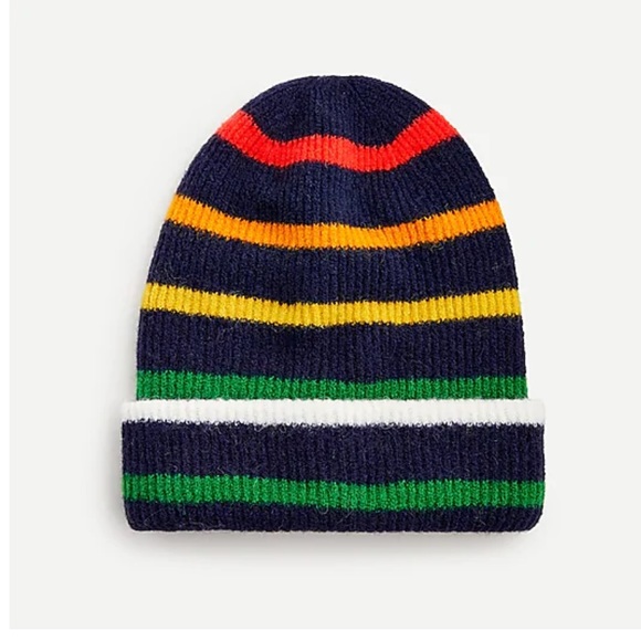 J.Crew Navy Cerise Supersot Knit Beanie Hat